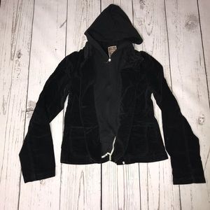 Siren Black Velvet Blazer Zip Up Hoodie S